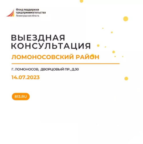 14 июля в Ломоносовском районе состоится консультация для предпринимателей